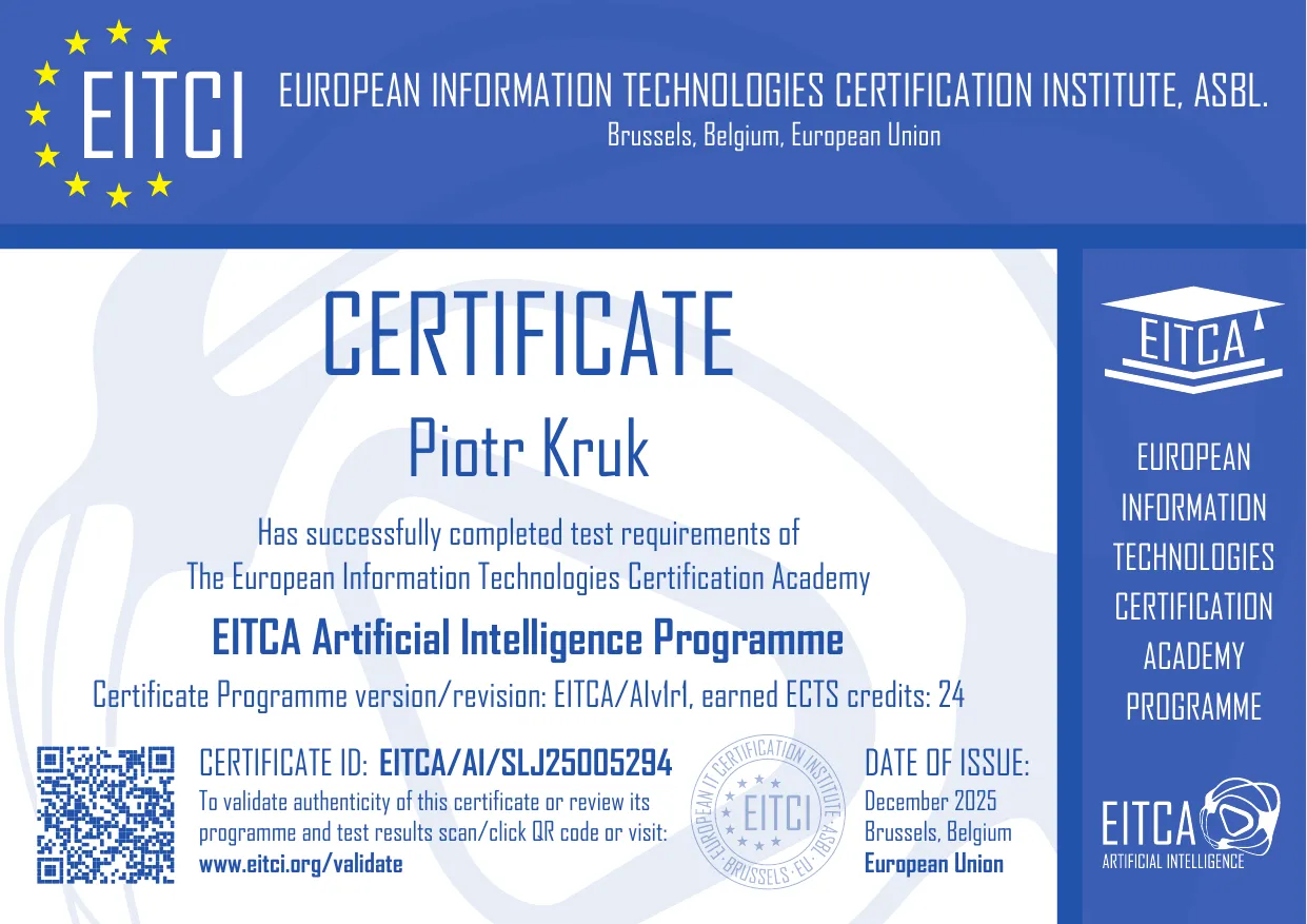 Certyfikat EITCA/AI — Artificial Intelligence, numer EITCA/AI/SLJ25005294