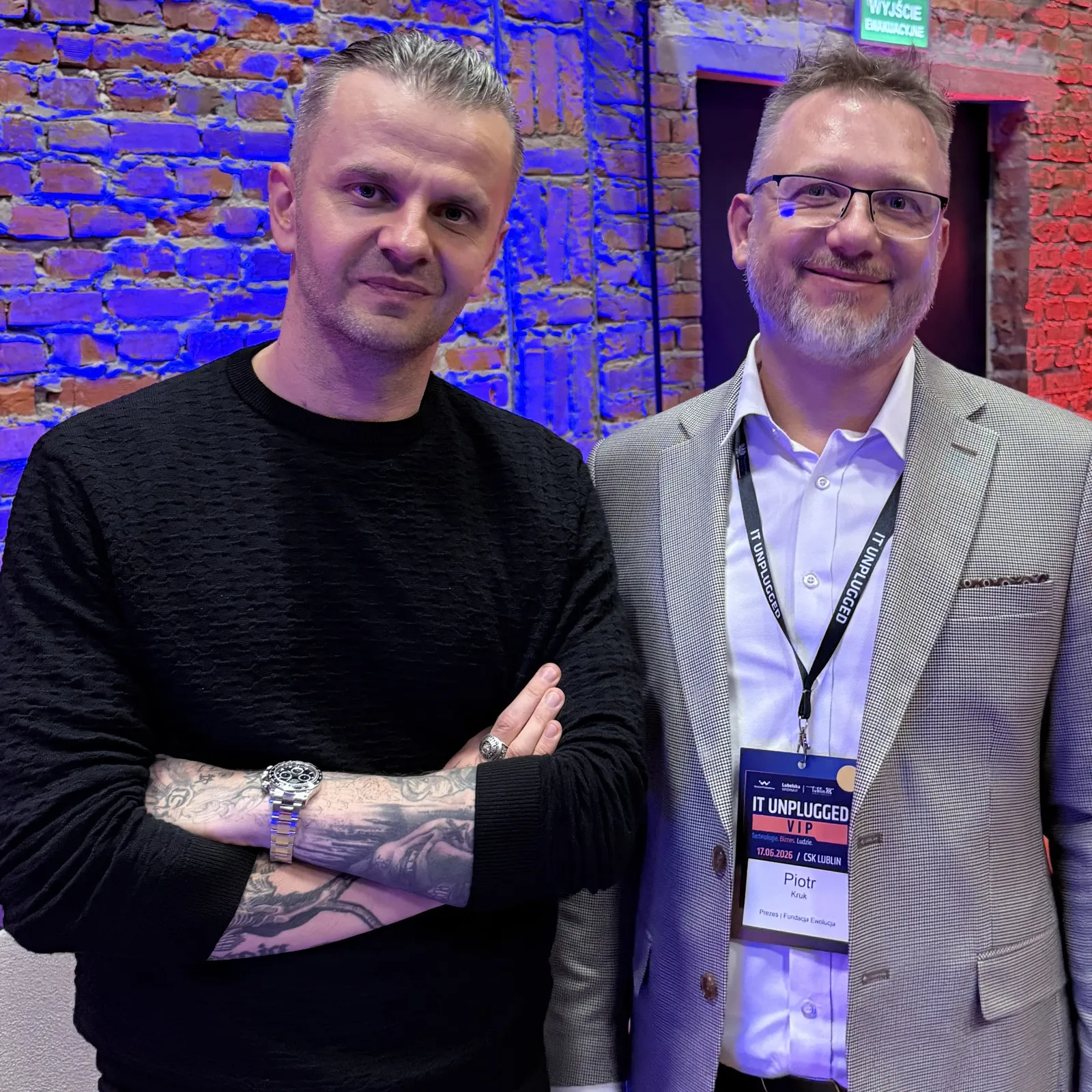 Piotr Kruk z Andrzejem Draganem podczas konferencji IT Unplugged w Lublinie